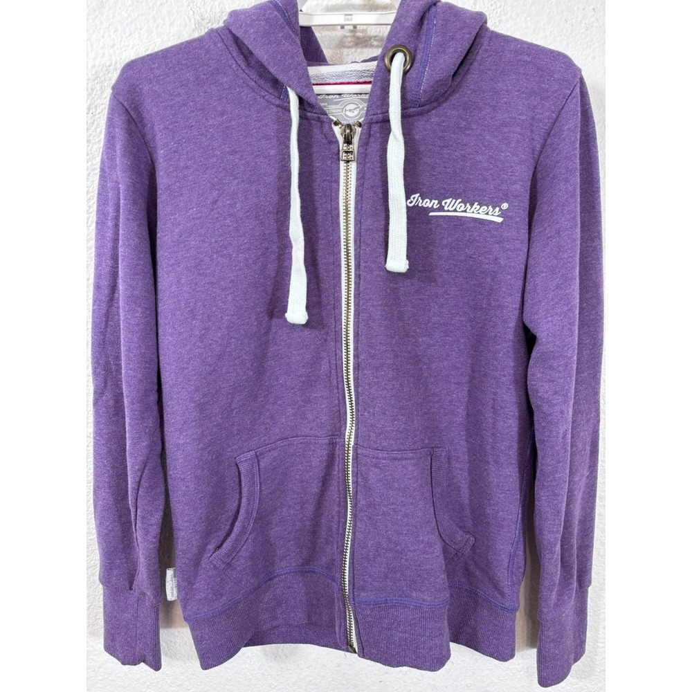 Iron Workers Core Full Zip Hoodie Womens Medium Purple Graphic USA 73 Track Road